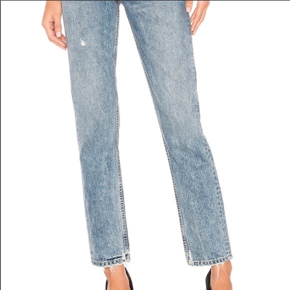 GRLFRND high rise raw denim distressed jeans - Picture 1 of 6